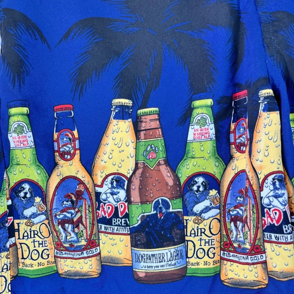Big Dogs cargo‎ Beer Bottle board shorts Men L Swim Trunks Tropical Print party